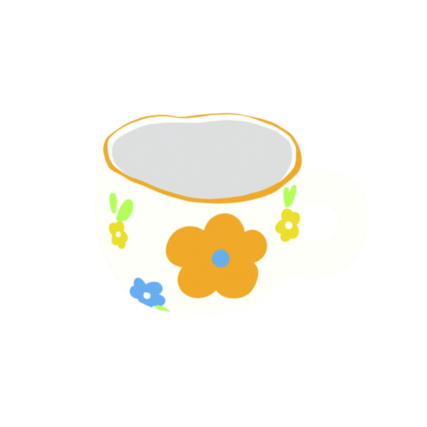 ceramic orange flower mug illustration