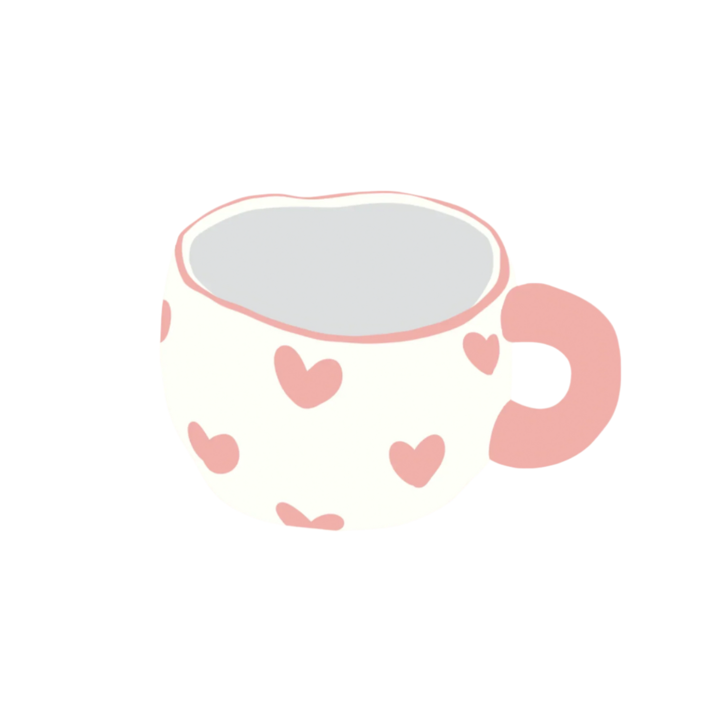 a ceramic pink heart mug illustration