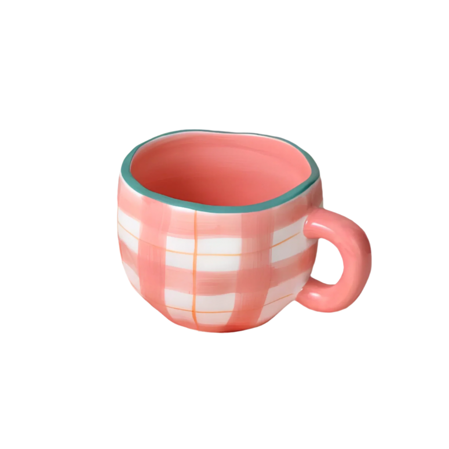 ceramic pink plaid mug product