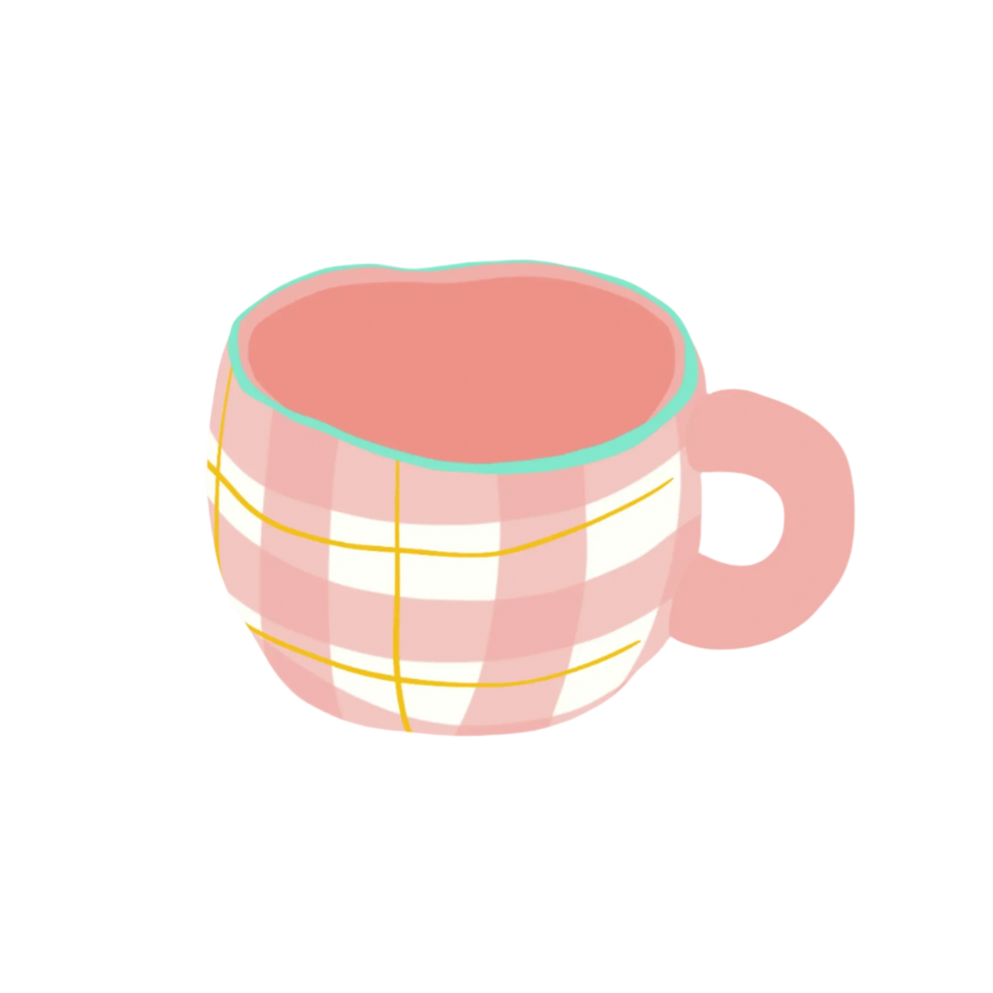 ceramic pink plaid mug illustration