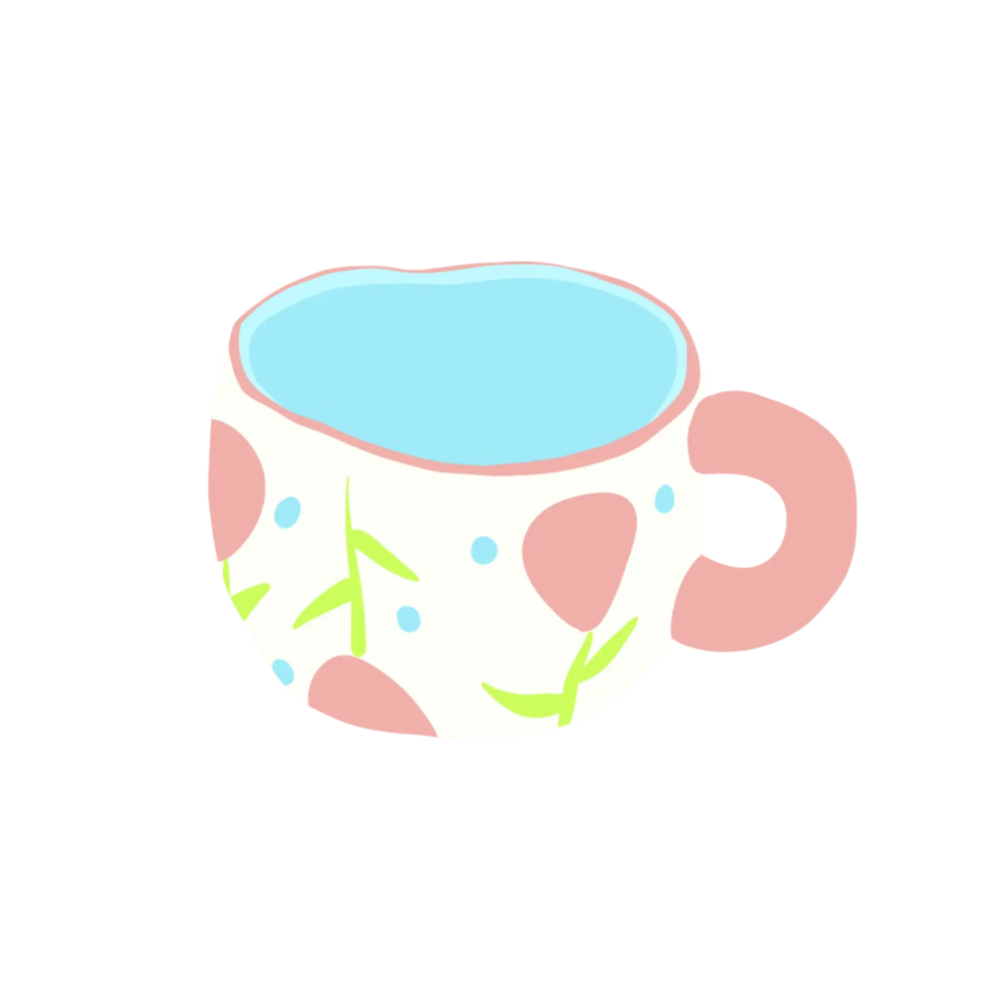 a ceramic pink tulip mug illustration