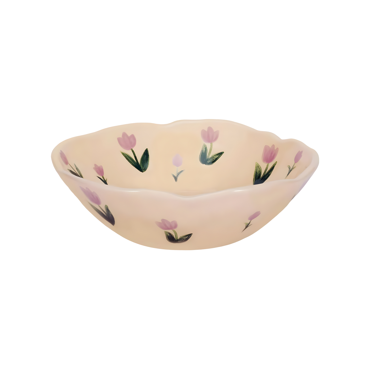 a purple tulip pattern with cream based ceramic bowl product image