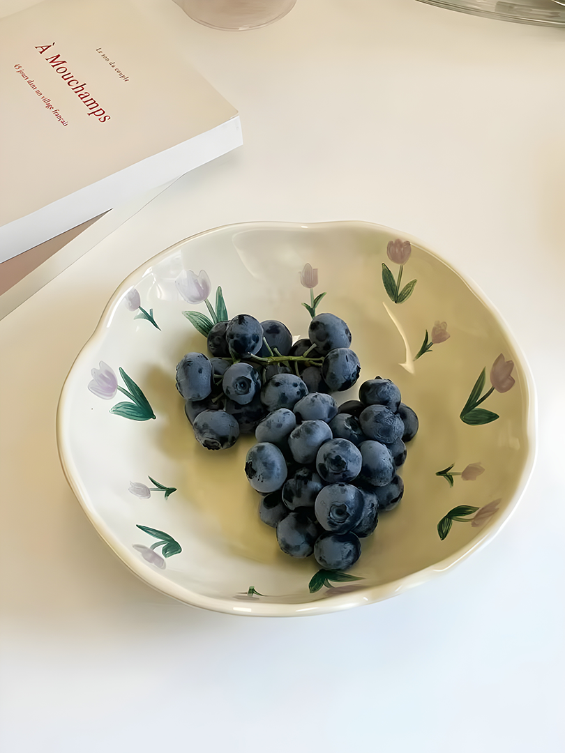 Hand-Glazed Purple Tulip Ceramic Bowl | Floral Parade