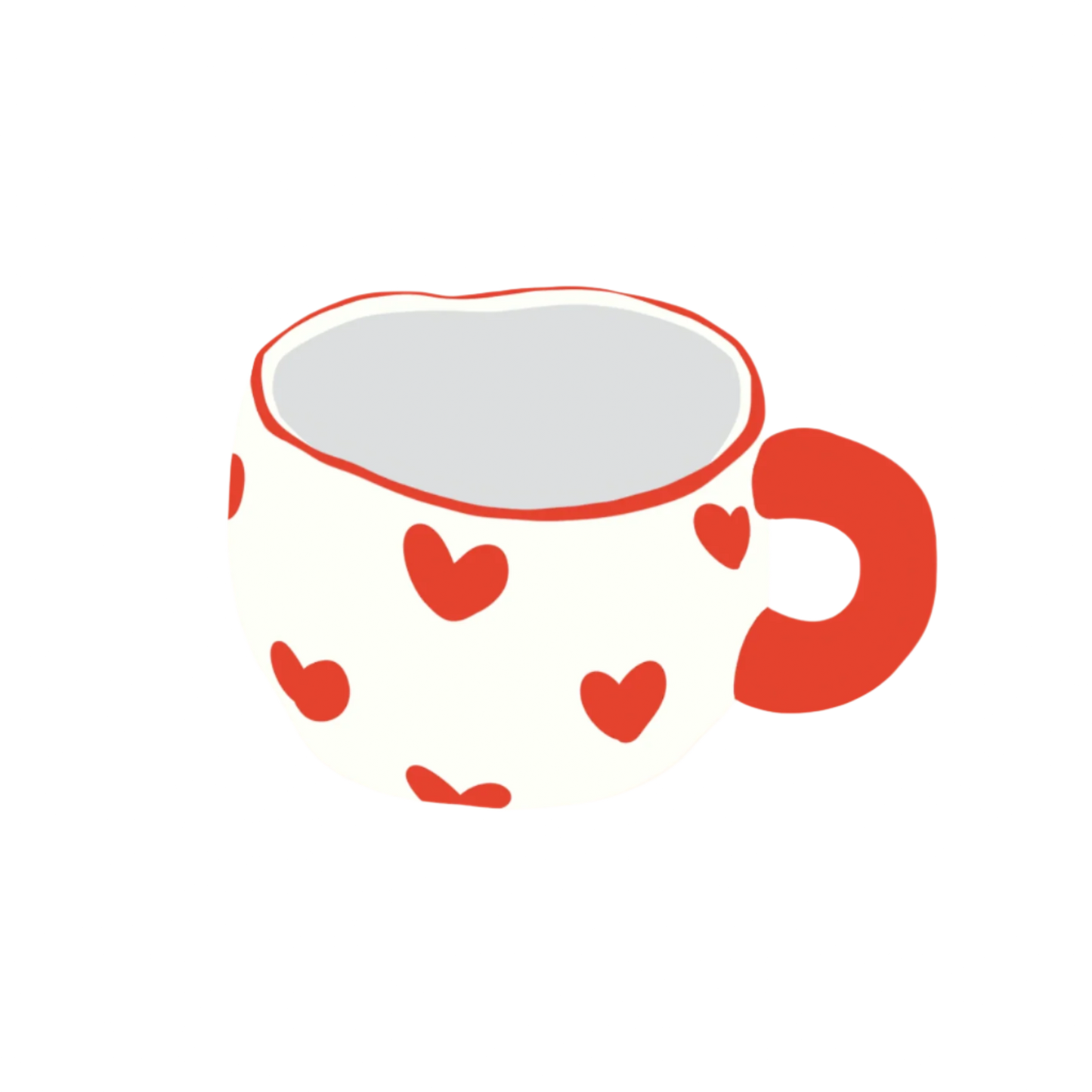 a ceramic red heart mug illustration