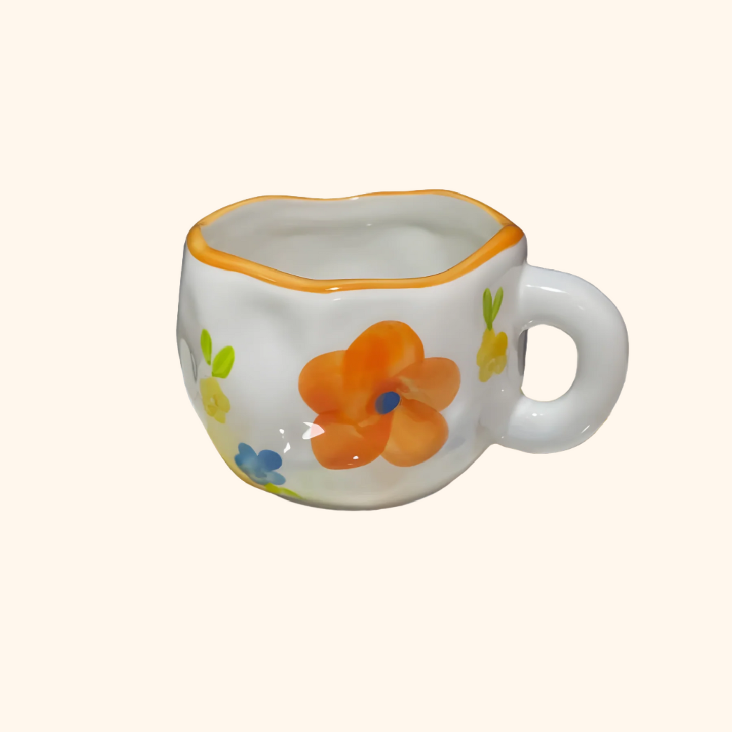 Garden Whimsy Orange Flower Mug