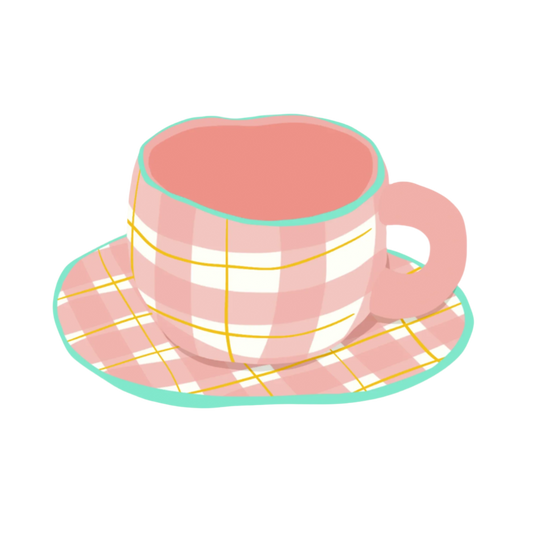 Garden Whimsy Pink Plaid Mug