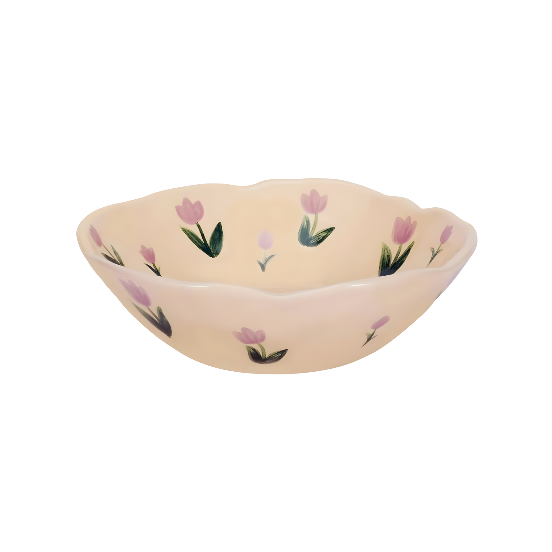 a purple tulip pattern with cream based ceramic bowl product image